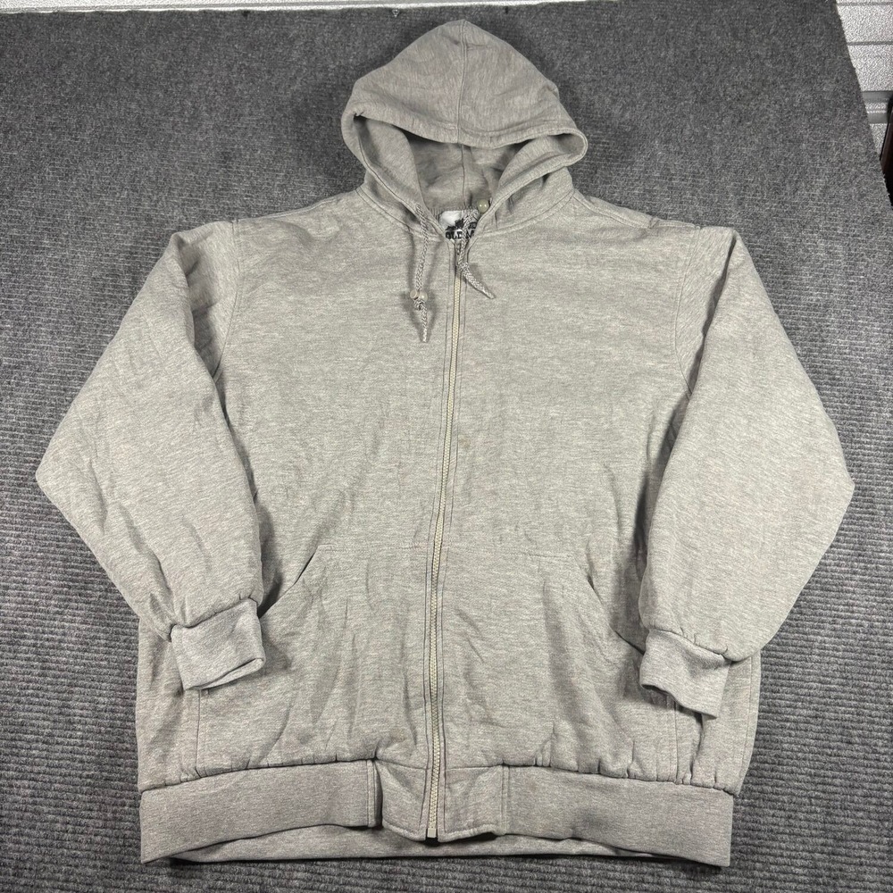 Vtg Old Mill Full Zip Hoodie Mens XL Gray Good Thermal Waffle Knit Workwear